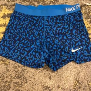 Blue Patterned Nike Pros SOLD VIA CURTSY